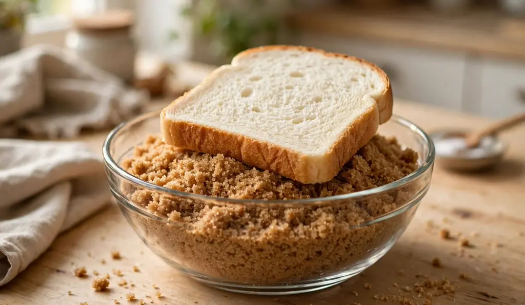 How to soften brown sugar with the bread-slice overnight method